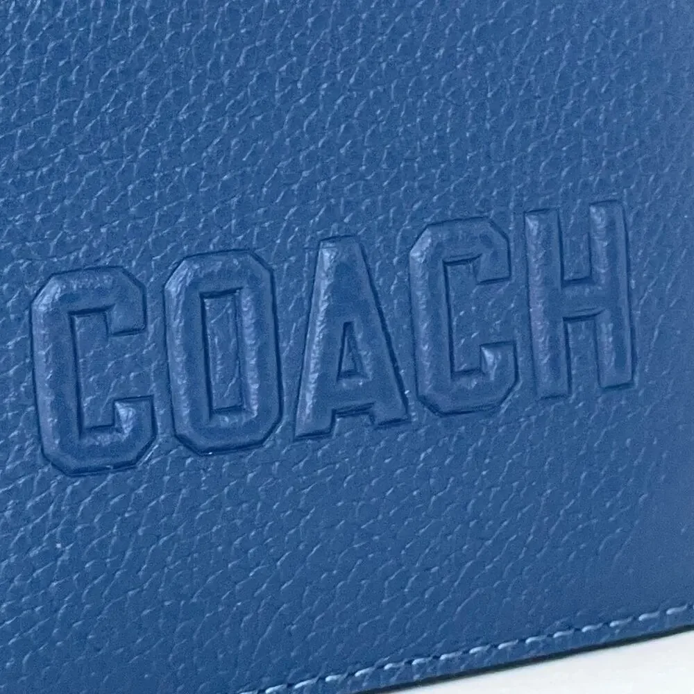 Coach CZ062 Mens Deep Blue Pebbled Leather Billfold Wallet
